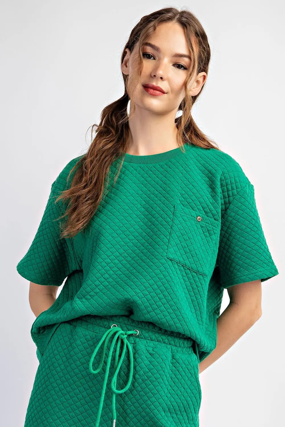 Easy Going Quilted Top – Kelly Green