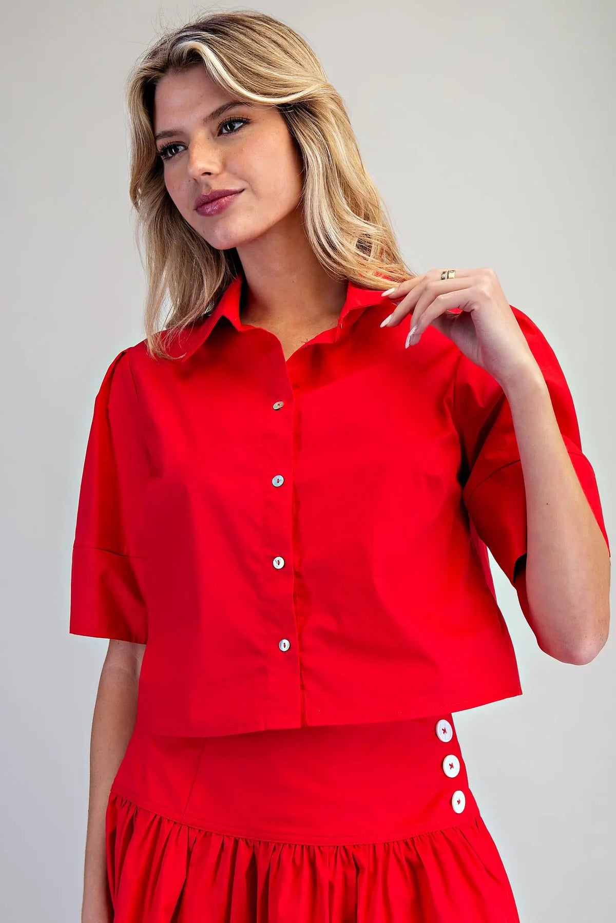 The Main Character Button Down – Red