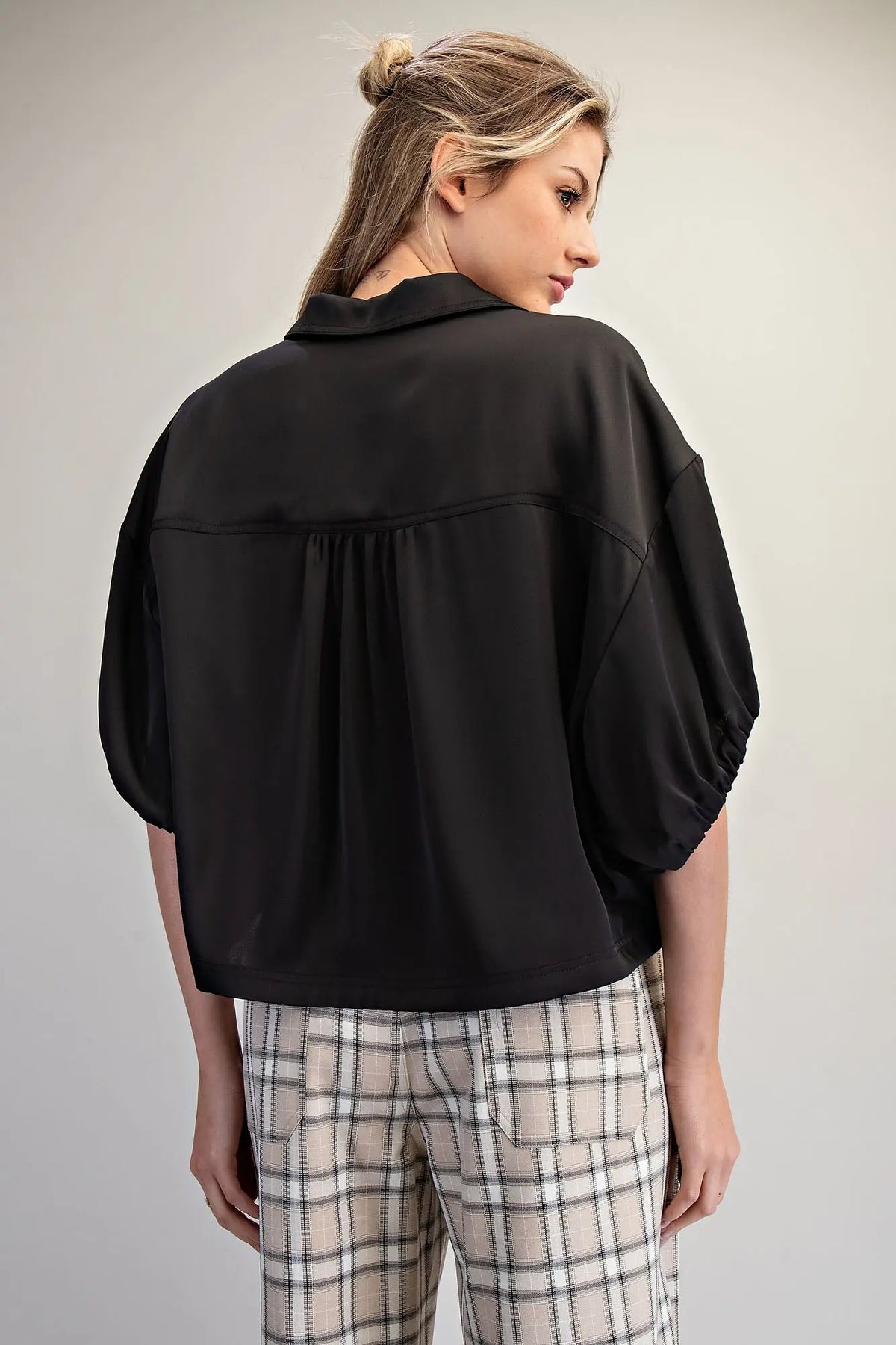 The Allure Lace Button Down – Black