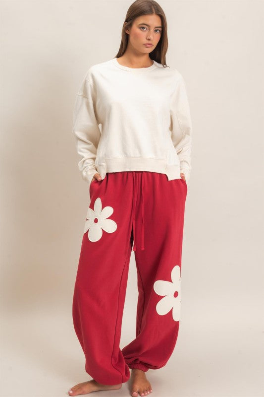 The Flower Power Joggers – Red - Twisted Sisters Shoetique