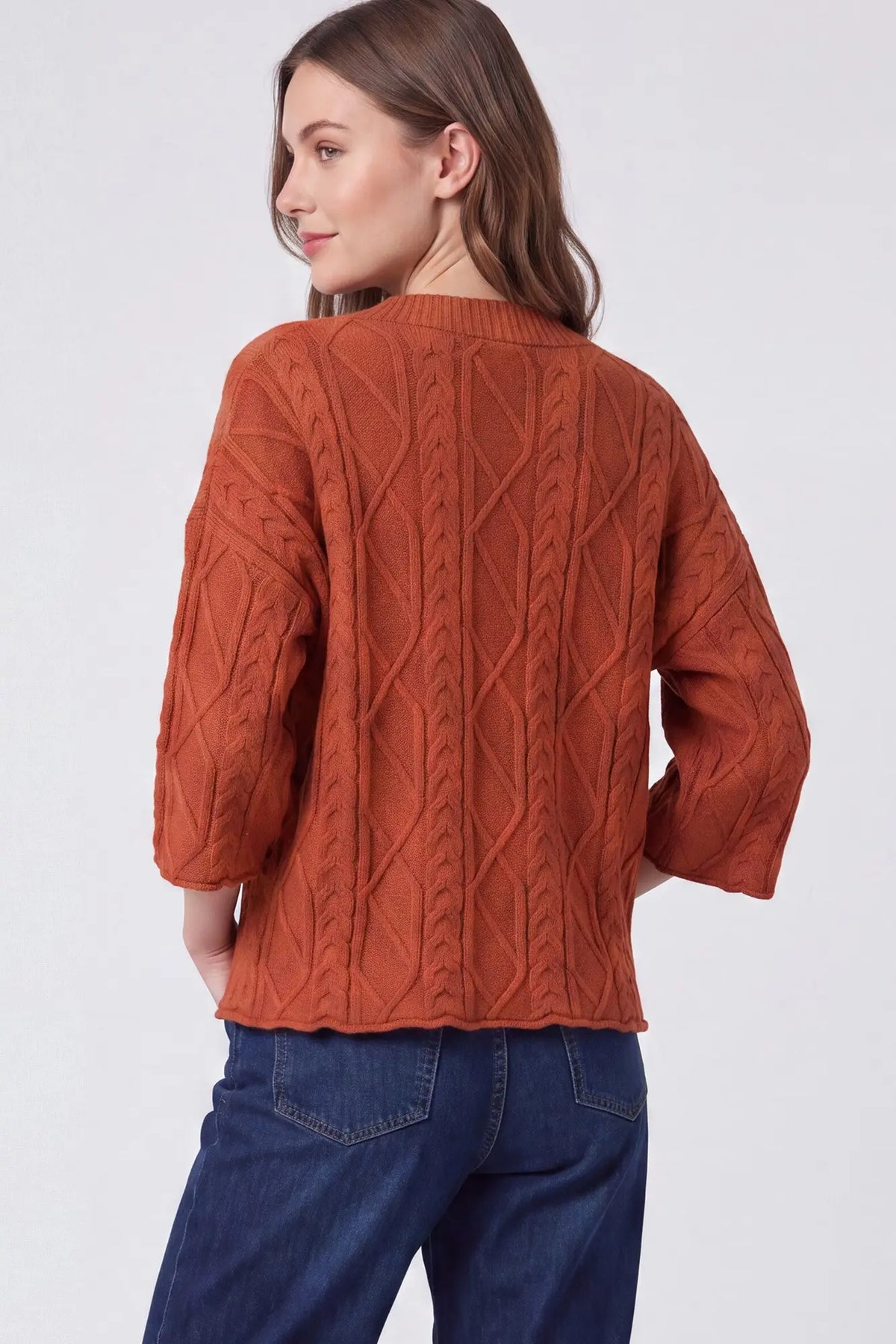 Autumn Lane Cable Knit Sweater – Rust - Twisted Sisters Shoetique