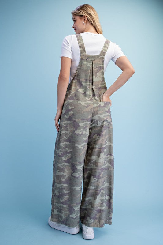Camouflage Pin-Tuck Overalls - Twisted Sisters Shoetique