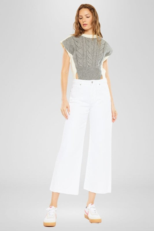 Women’s KanCan white crop wide leg jeans from Twisted Sisters Shoetique in Waco Texas