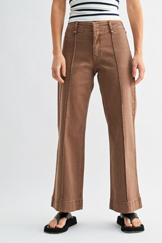 Vintage Edit Brown Wide Leg Twill Pants