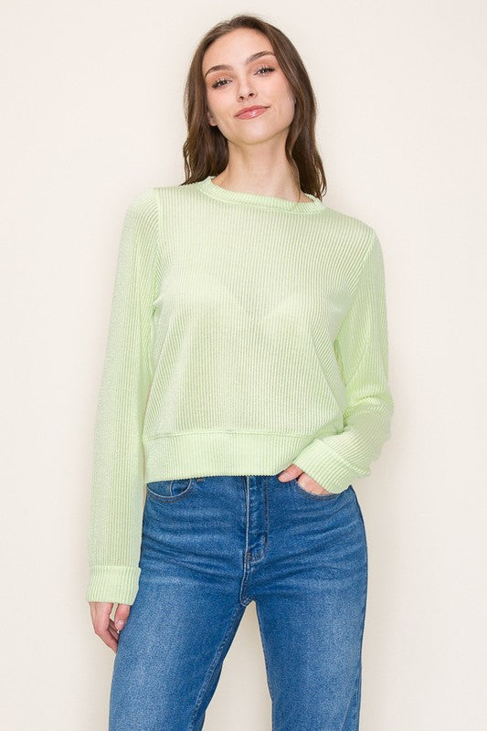 Women’s ribbed long sleeve crop top from Twisted Sisters Shoetique in Waco Texas