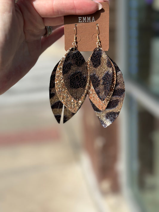 Brown Cheetah Dangles