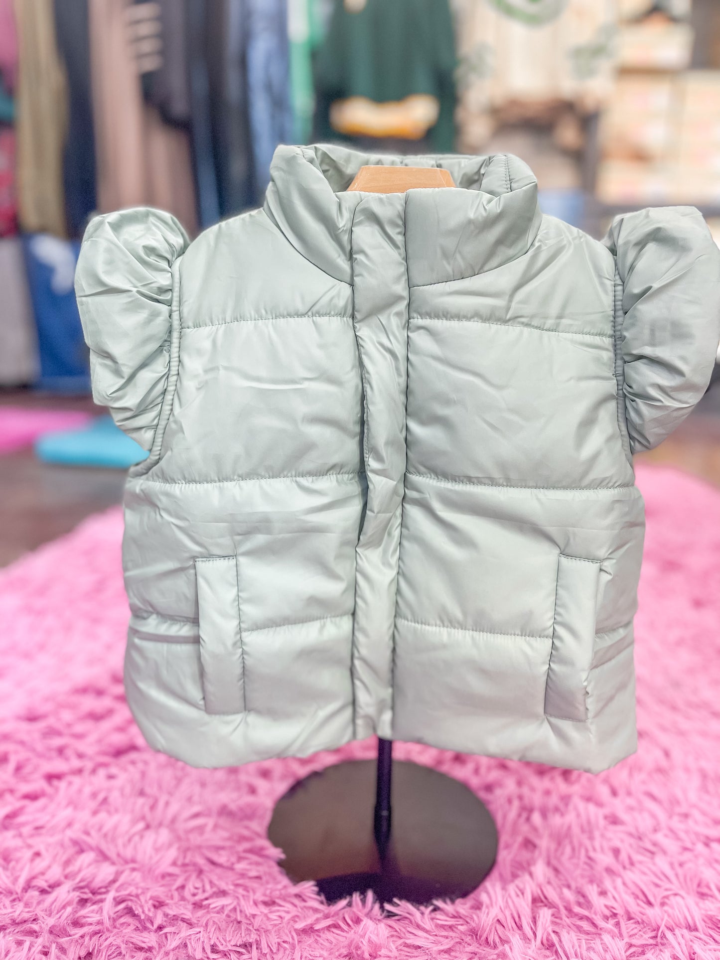 Kids-Puffer Vest with Shoulder Ruffle