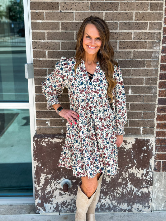 Floral Corduroy Dress