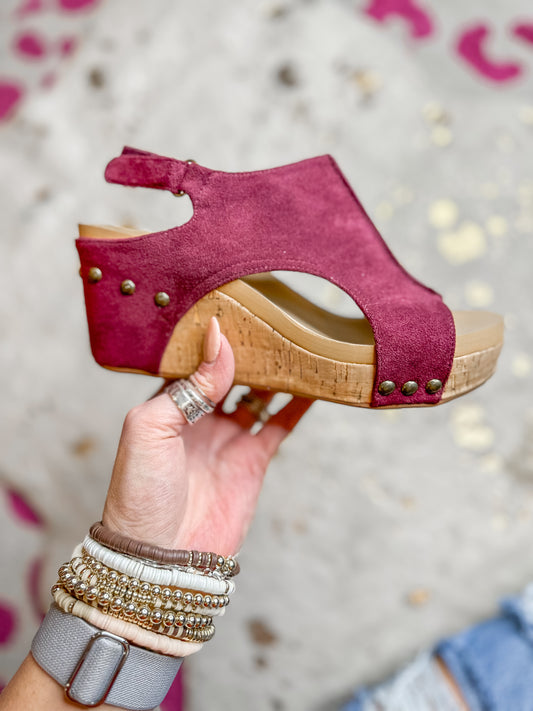 Carly Red Suede Wedges