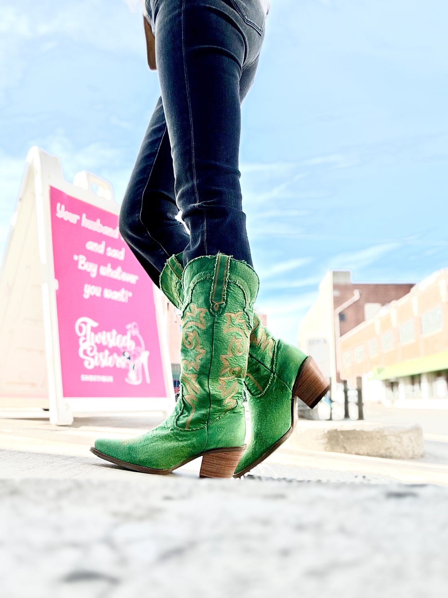Texas Tornado Boots-Green