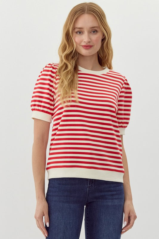 Red and White Striped Top