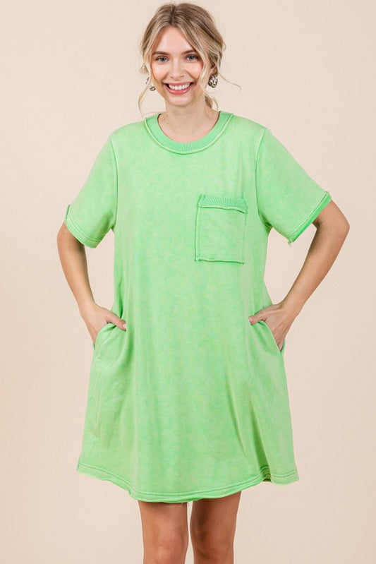 Green Cotton Dress with Pockets