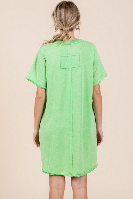 Green Cotton Dress with Pockets