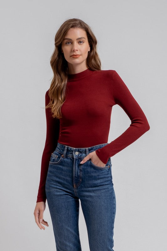 Mock Neck Long Sleeve Blouse