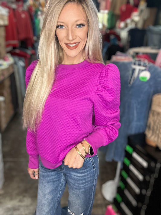 Magenta Textured Sweatshirt