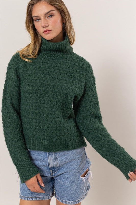 Dark Green Turtleneck Sweater