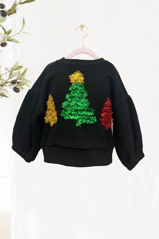 Kids-Tinsel Tree Pullover