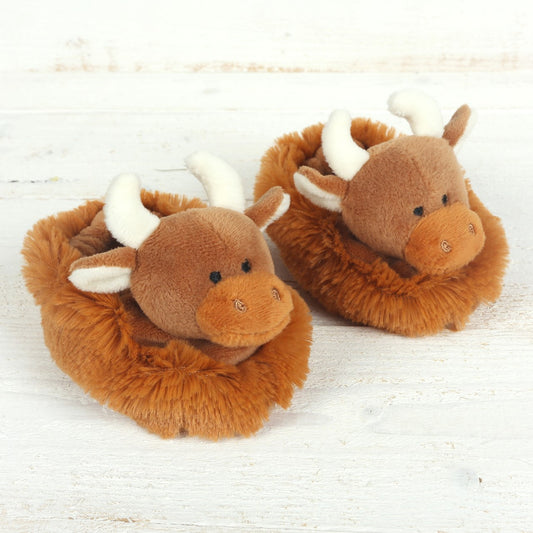 Kids-Highland Cow Plush Baby Soft Slippers