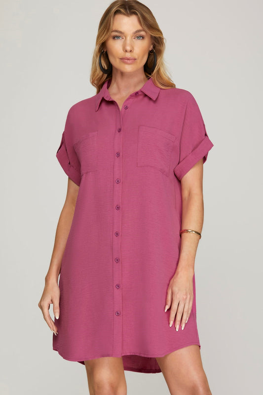 Mauve Button Up Dress