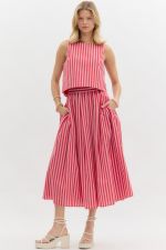 Red Stripe Maxi Skirt