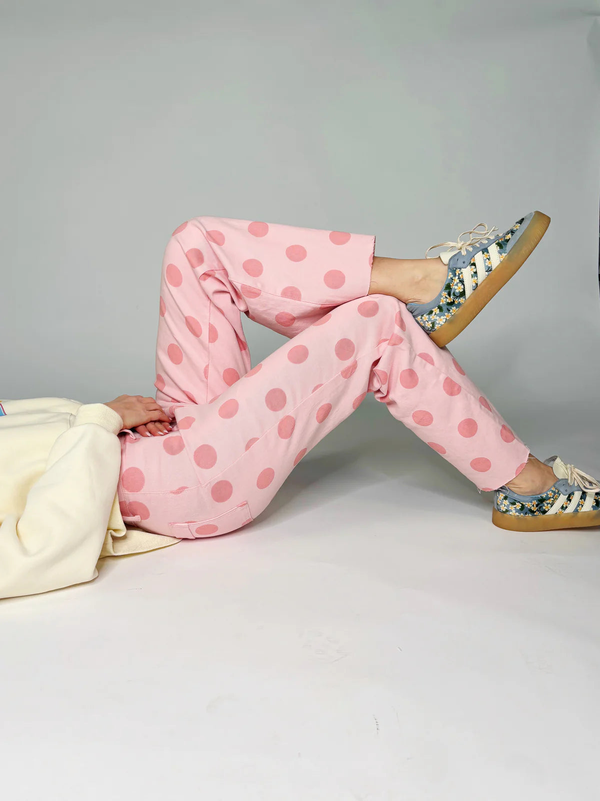 High waist pink printed boutique jeans