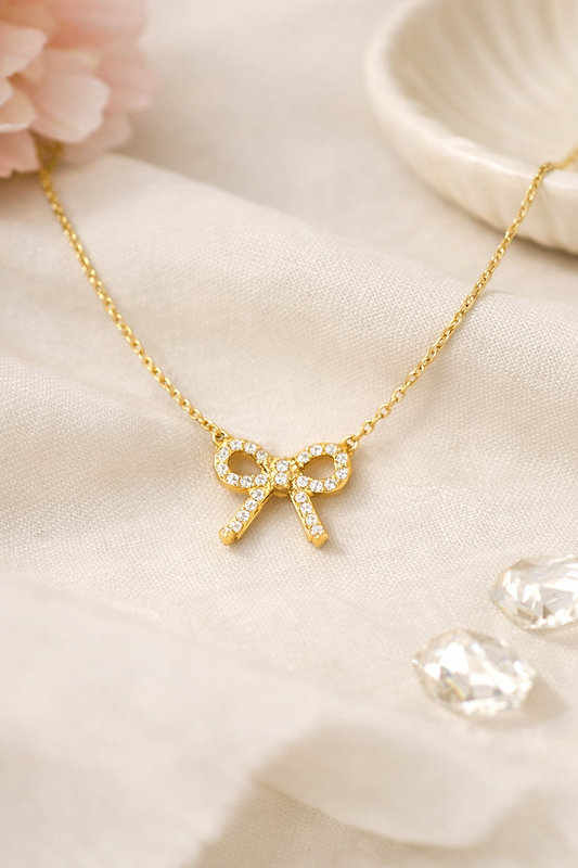 dainty gold bow pendant jewelry