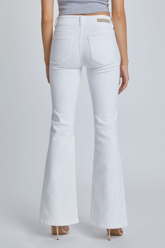 90s style white flare denim women