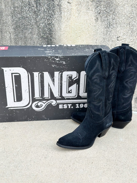 Dingo 1969 Out West black suede Western cowboy boots.