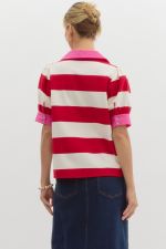 Red Stripe Contrast Top