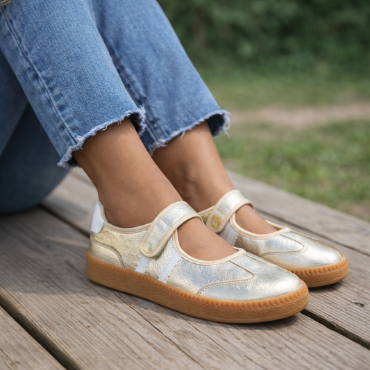 Corkys Calm Down gold Mary Jane sneakers