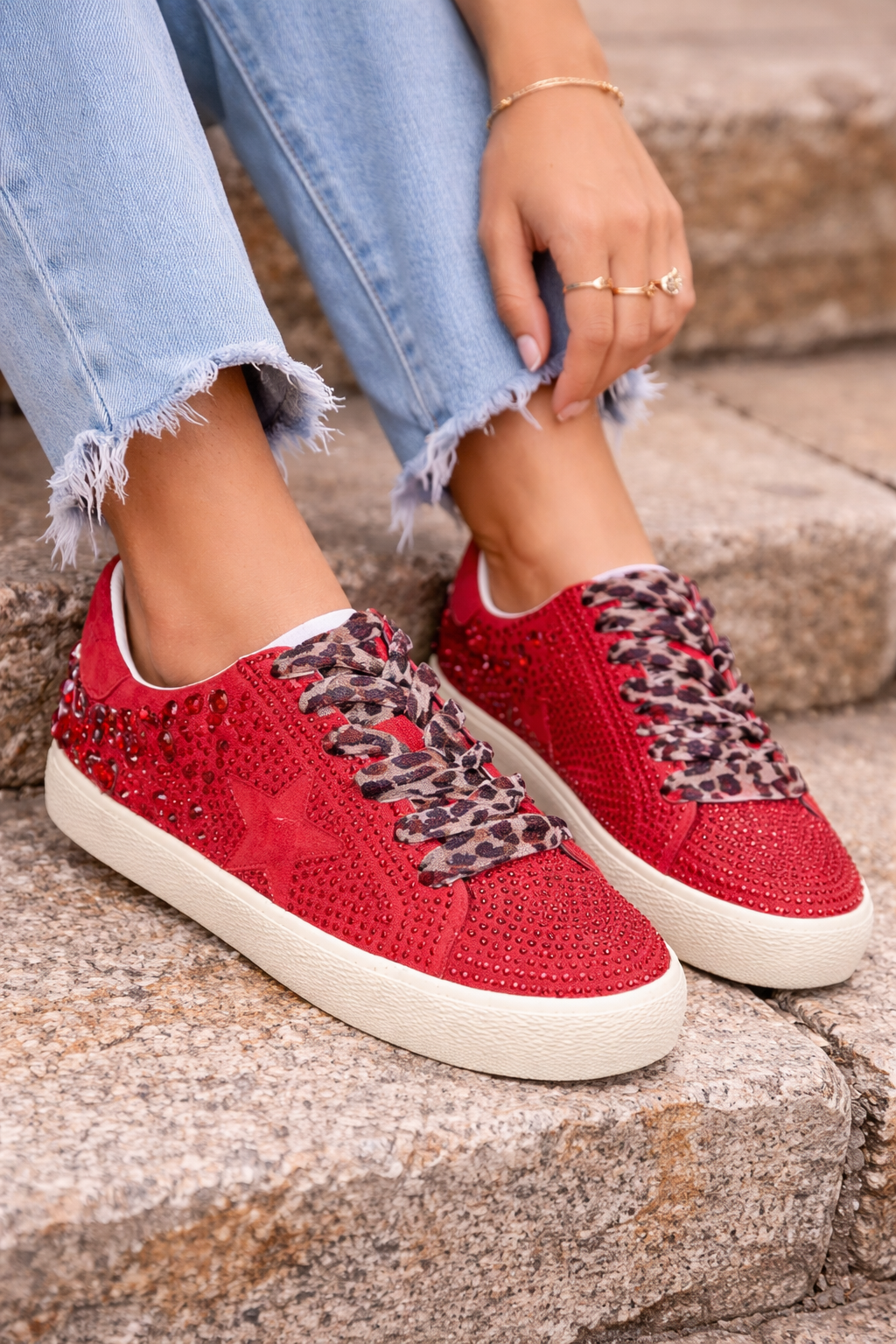 Goldie sparkle sneakers with rhinestone star embellishments
