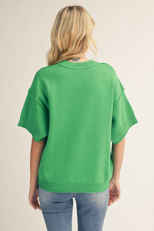 Jodifl raw edge drop shoulder sweater top for women.