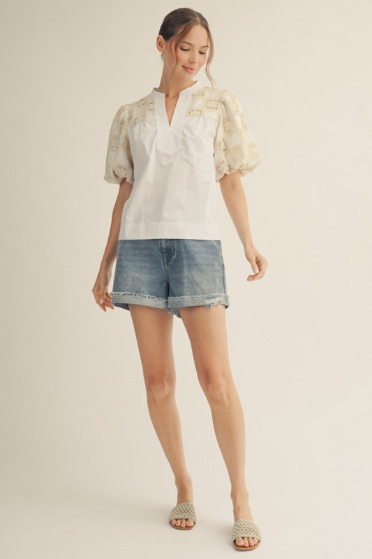 Women’s lace V-neck boutique blouse