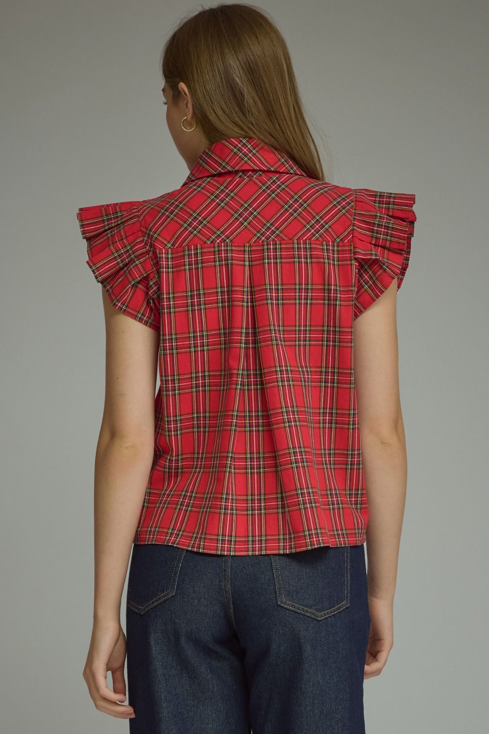 Meet Me Under the Mistletoe Plaid Top
