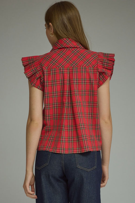 Meet Me Under the Mistletoe Plaid Top