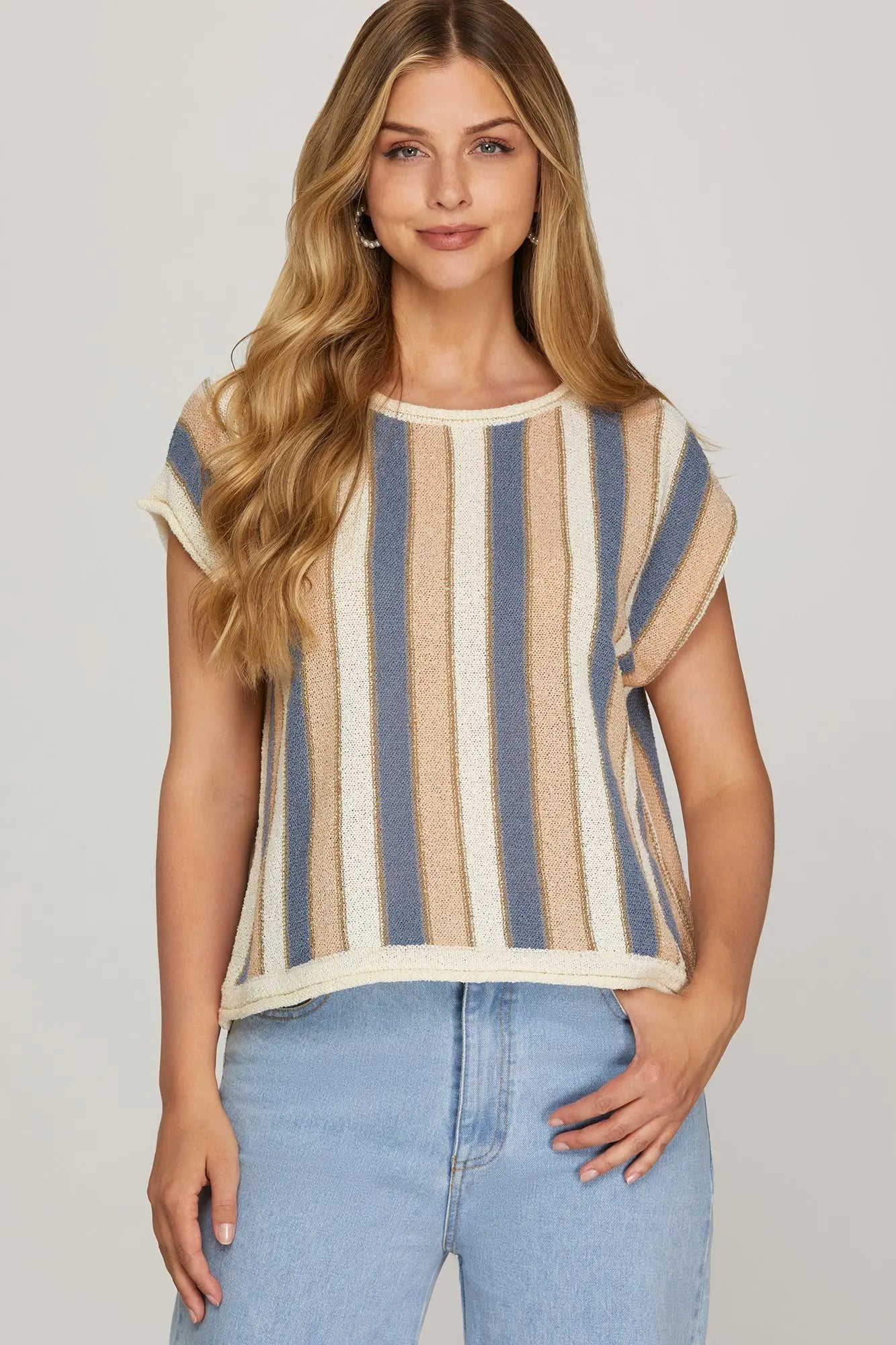 Casual striped sweater top women boutique