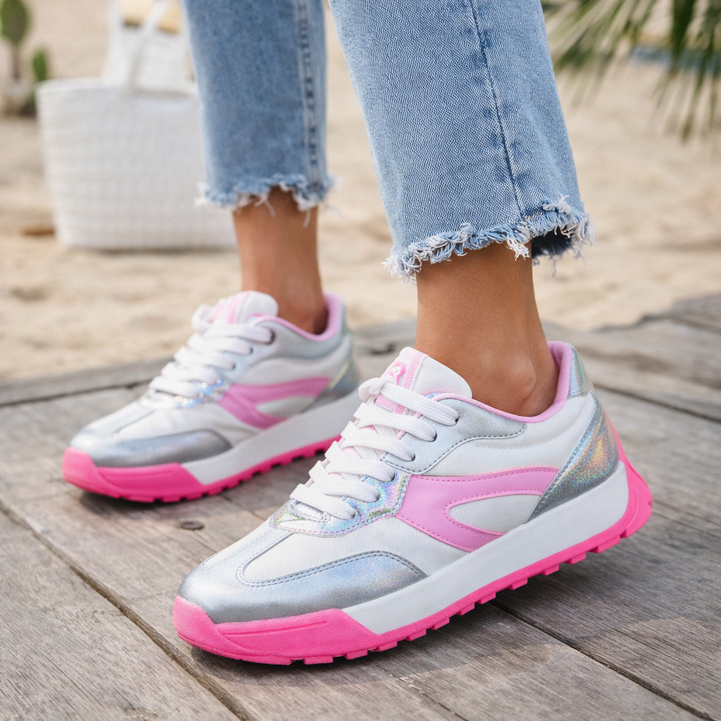 statement metallic tennis shoes