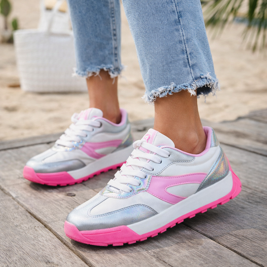 statement metallic tennis shoes