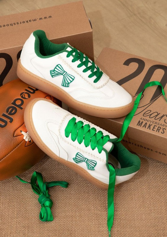 green white game day bow detail sneaker