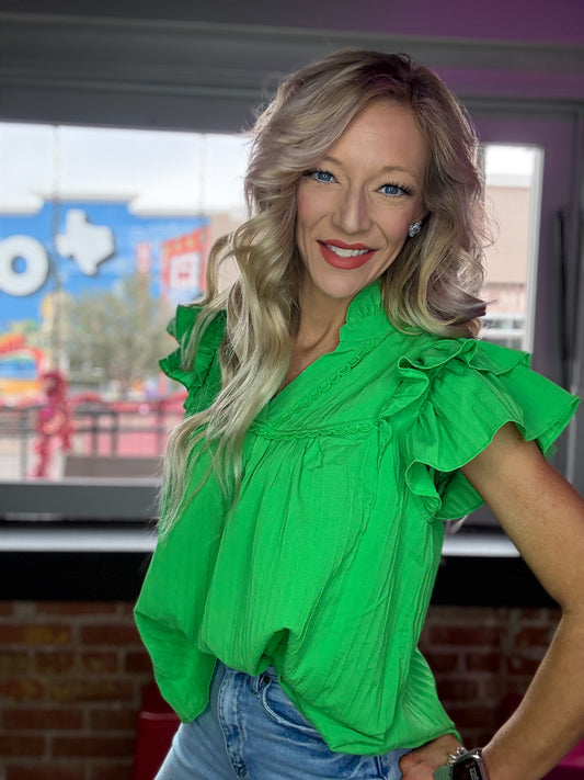 Women’s boutique blouse from Twisted Sisters Shoetique in Waco Texas