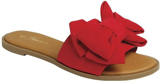 Trendy women’s red sandals with bow